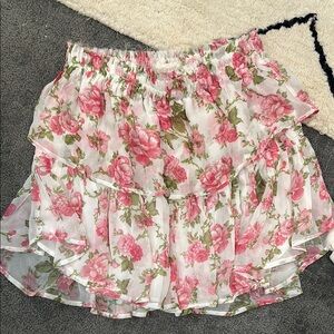 Floral Pink Ruffle Skirt silk Loveshackfancy